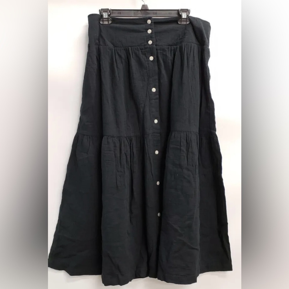 New Women’s Universal Thread Gauze Long Button Down Skirt Size 3X Black